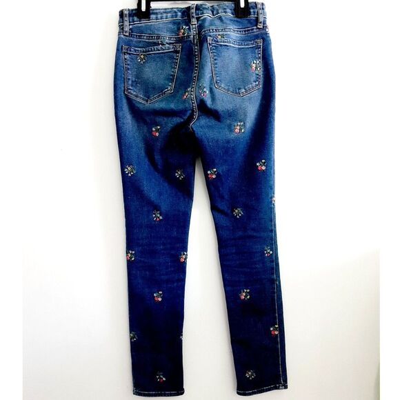 GAP Girls Denim Embroidered Floral Stretch High Rise Ankle Jegging  14 - Picture 2 of 9